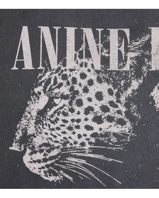 Anine Bing Gray Leopard Print Spencer Sweatshirt