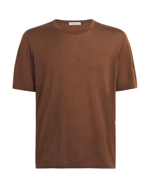 Johnstons Brown Superfine Cashmere T-Shirt for men
