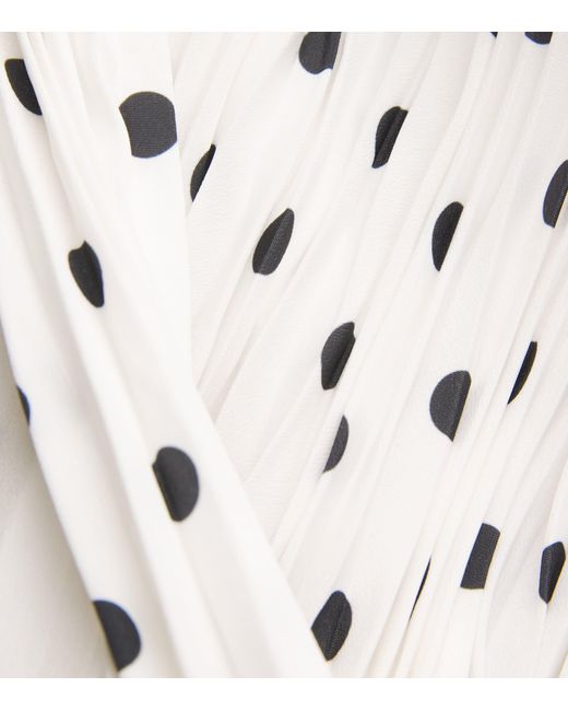 Claudie Pierlot White Polka-Dot Pleated Midi Skirt