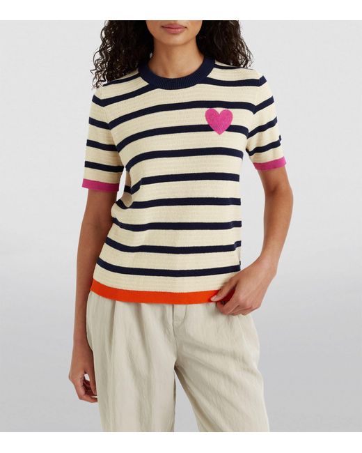 Chinti & Parker Blue Striped Breton Heart T-shirt