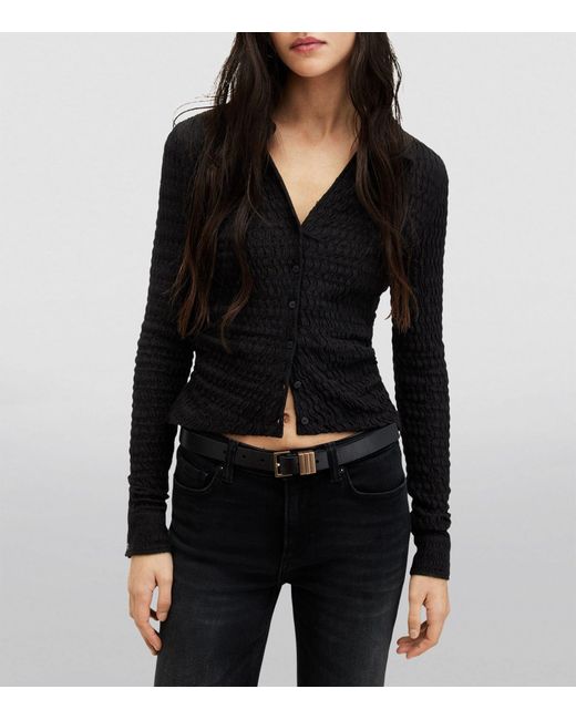 AllSaints Black Textured Connie Shirt