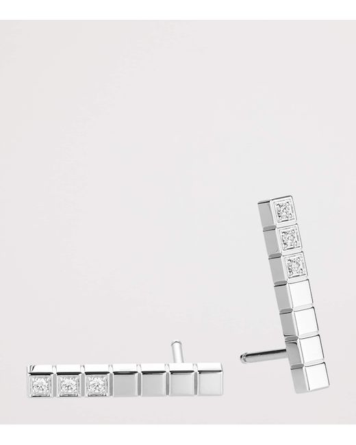 Chopard White And Diamond Ice Cube Earrings