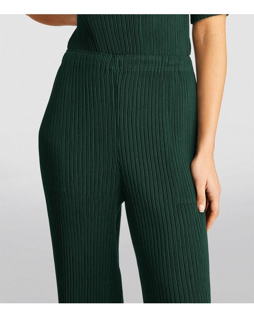 Issey Miyake Green Hatching Pleats Trousers