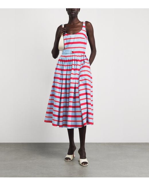 Emilia Wickstead Purple Cotton Stripe Eglatine Dress