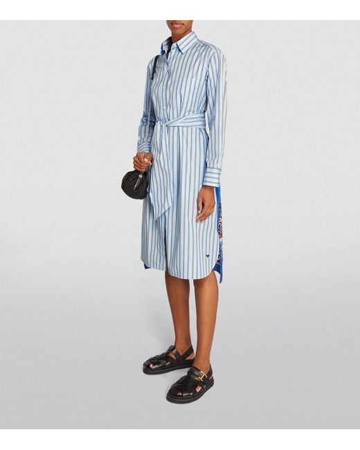 Weekend by Maxmara Blue Cotton-silk Striped Shirt Dress