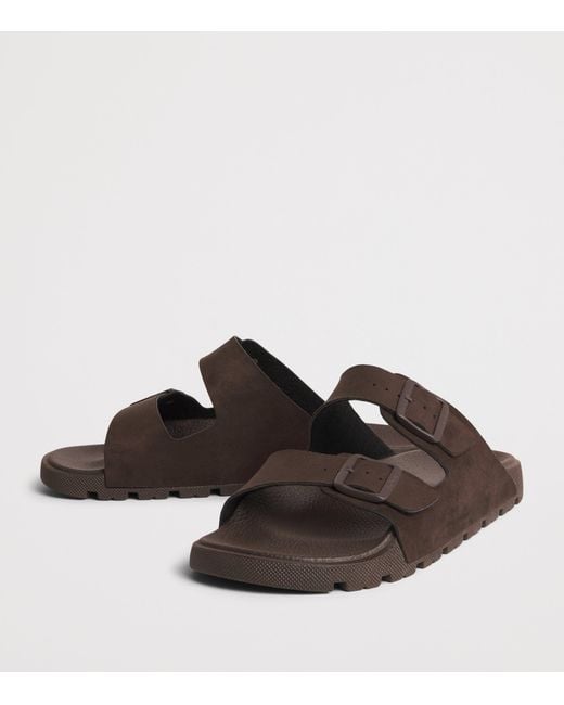 Boss Brown Faux Suede Surfley Slides for men