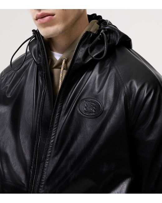 Burberry Black Clapton Leather Jacket for men