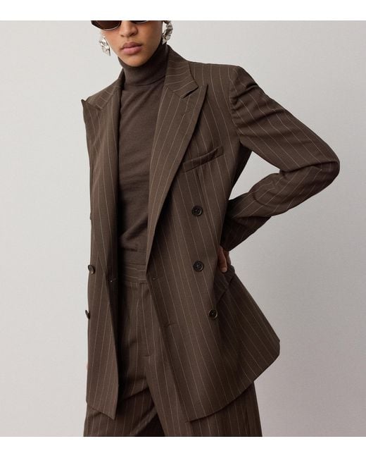 Ralph Lauren Brown Wool Pinstripe Ramona Blazer