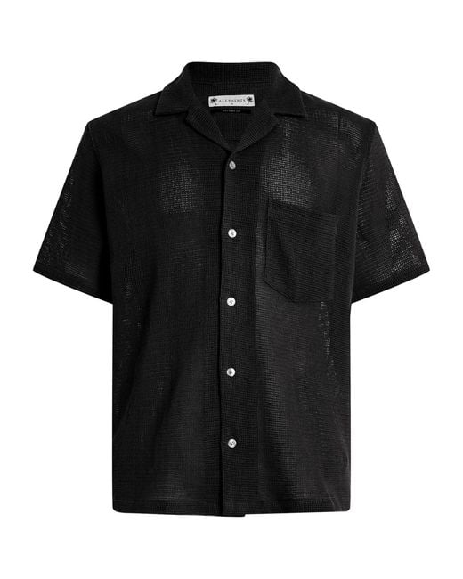 AllSaints Black Cotton Sortie Shirt for men