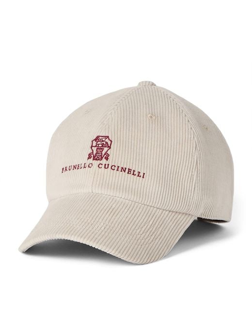 Brunello Cucinelli Natural Cotton-Cashmere-Blend Corduroy Cap for men