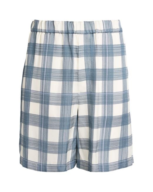 Jil Sander Blue Relaxed Check Shorts for men