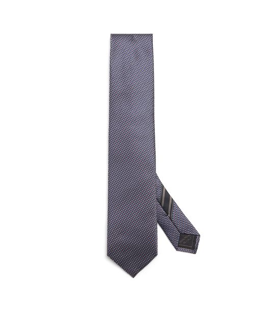 Brioni Blue Silk Geometric-Jacquard Tie for men