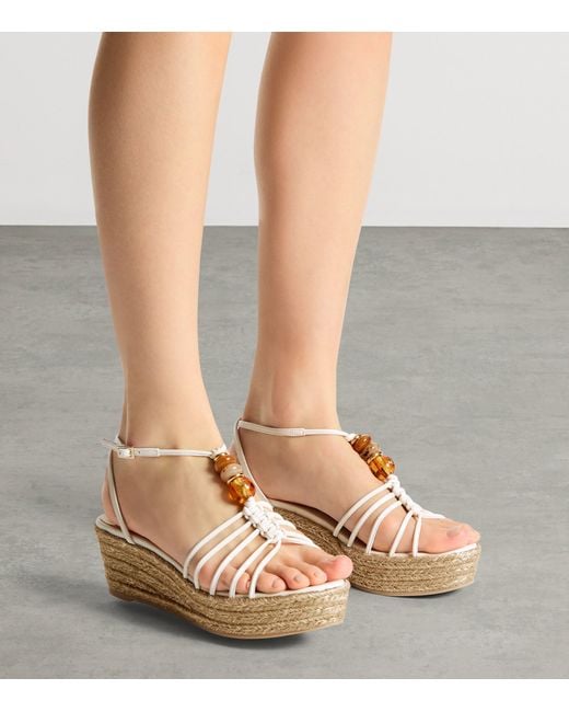 Jimmy Choo White Lemi 50 Leather Wedge Sandals