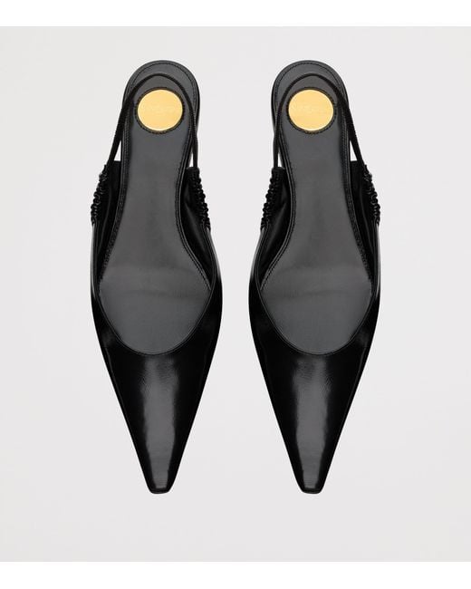 Saint Laurent Black Leather Anne-Marie Slingback Flats