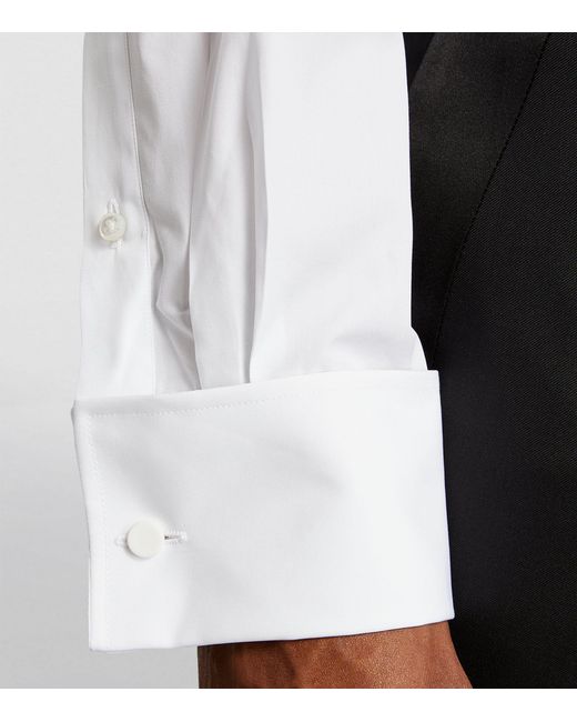 Ralph Lauren Purple Label White Pleated Tuxedo Shirt for men