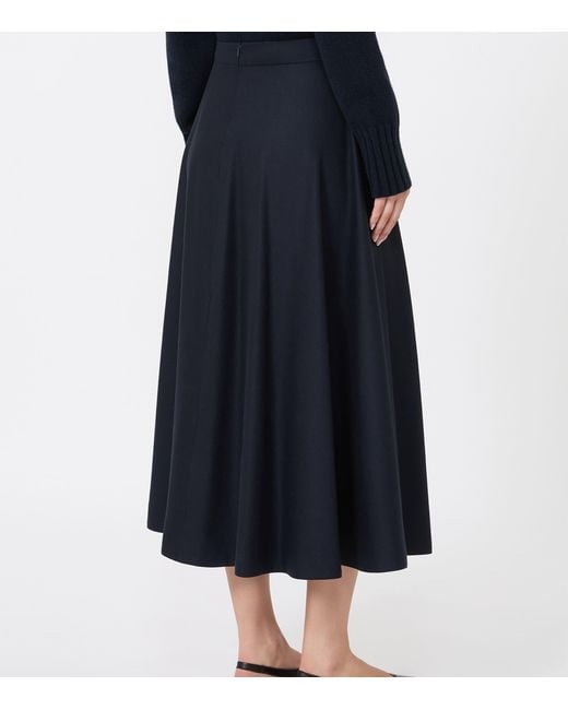 Max Mara Blue Virgin Wool Midi Skirt