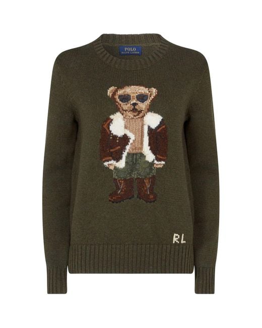Polo Ralph Lauren Green Aviator Polo Bear Sweater