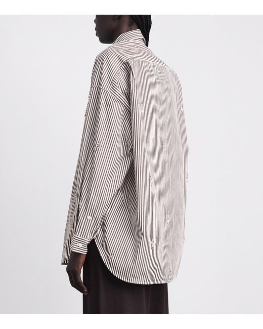 Sandro Gray Cotton Stripe Embellished Shirt
