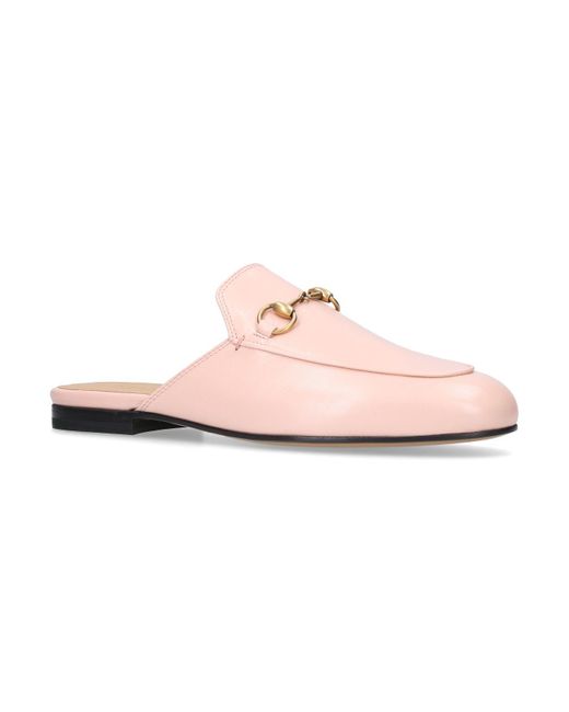 Gucci Pink Leather Princetown Slippers