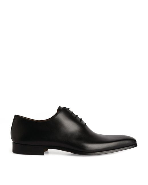 Magnanni Shoes Black Leather Wholecut Oxford Shoes for men