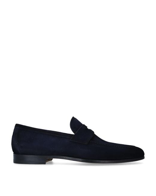 Magnanni Shoes Blue Suede Delos Dress Loafers for men