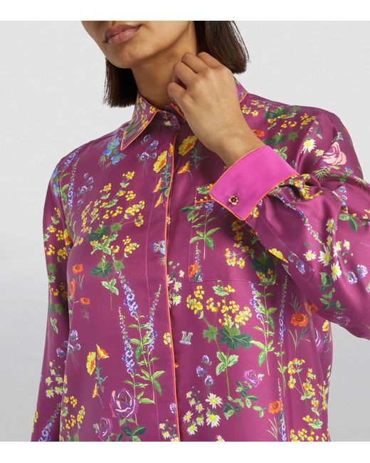 Max Mara Pink Silk Floral Print Shirt