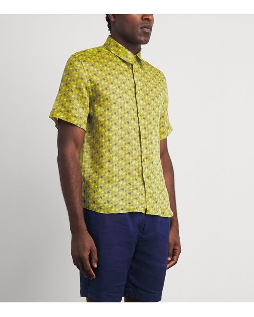 Vilebrequin Yellow Ramie Turtle Print Shirt for men