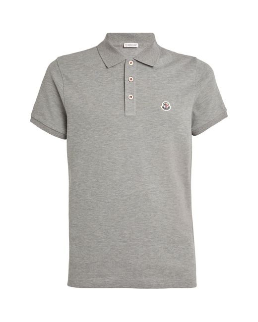 Moncler Gray Piqué Logo-patch Polo Shirt for men