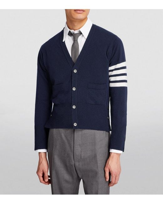 Thom Browne Blue Cashmere Button-Up Cardigan for men