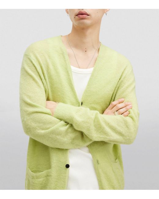 AllSaints Green Mohair-wool Kennedy Cardigan for men