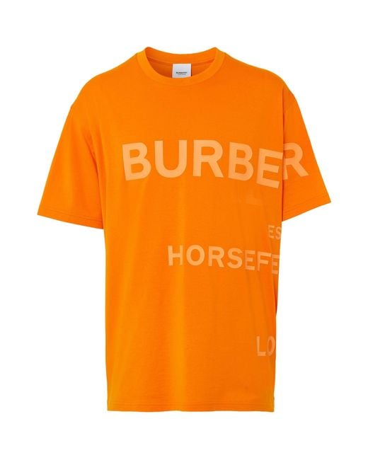 Burberry Orange Oversized Horseferry Print T-shirt for men