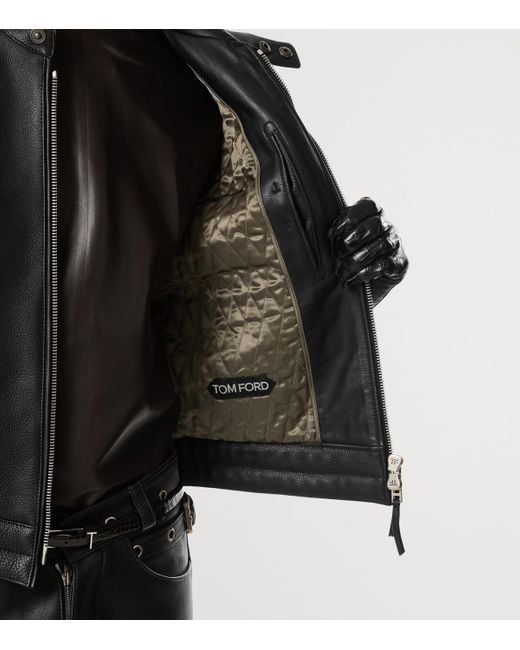 Tom Ford Black Leather Biker Jacket for men