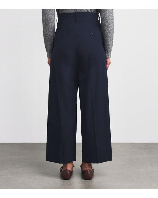 Weekend by Maxmara Blue Cotton Wide-Leg Trousers