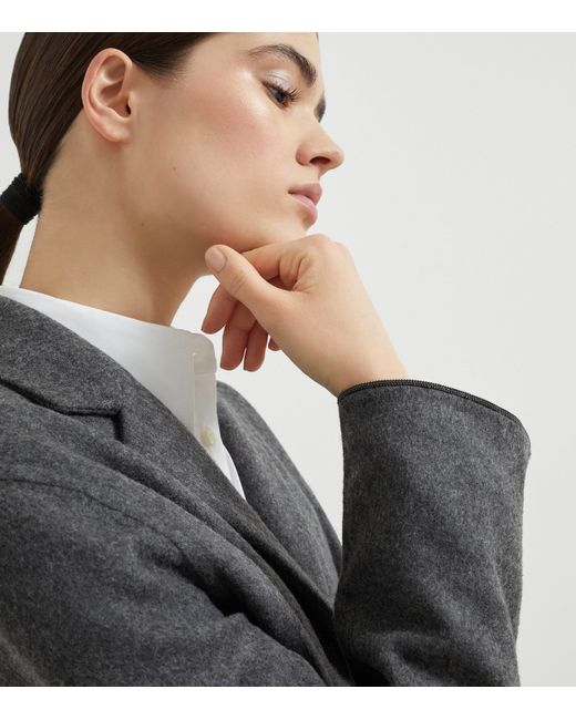Brunello Cucinelli Gray Double Virgin Wool Cropped Blazer