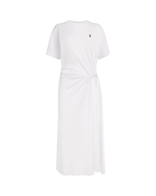 Polo Ralph Lauren White Twist-Detail Maxi T-Shirt Dress