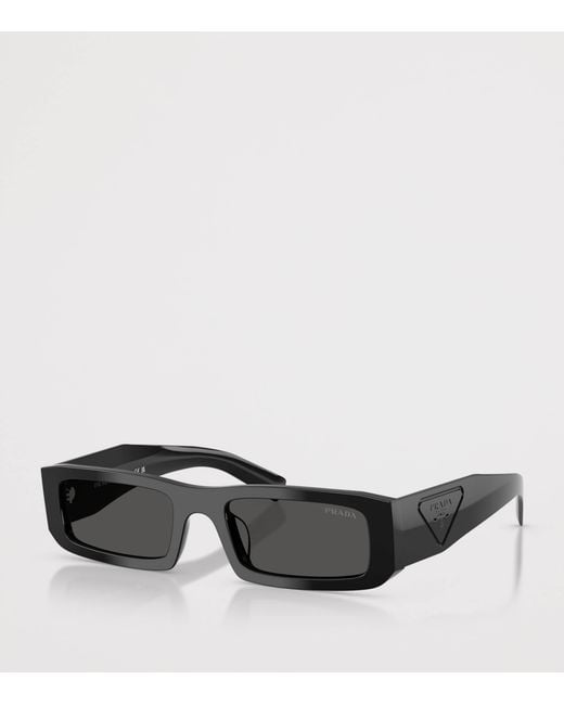 Prada Black Acetate Rectangle Sunglasses for men