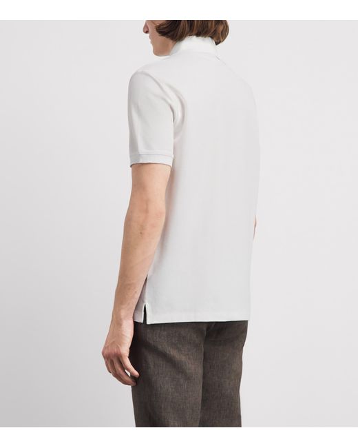 Emporio Armani White Cotton Logo Polo Shirt for men