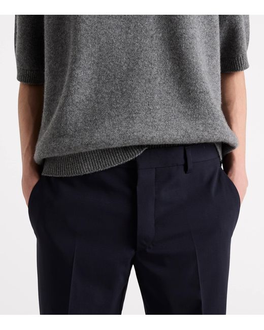 Prada Blue Stretch-Wool Light Trousers for men
