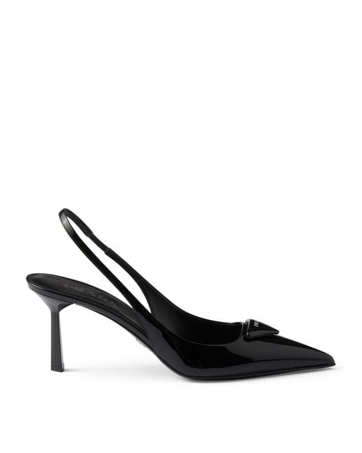 Prada Black Patent Leather Slingback Pumps