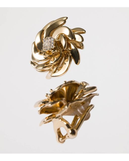 Miu Miu Metallic Floral Crystal-Embellished Clip-On Earrings