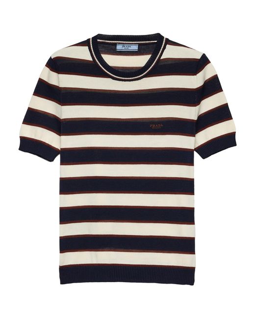 Prada Blue Cotton Stripe Sweater Top