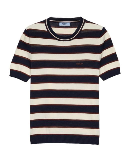 Prada Blue Cotton Stripe Sweater Top