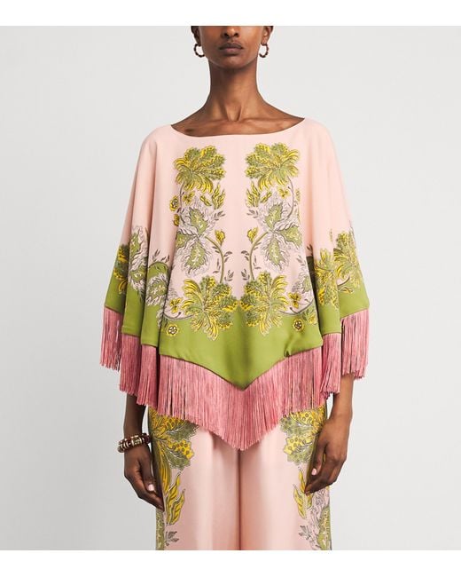 LaDoubleJ Multicolor Reversible Fringed Poncho