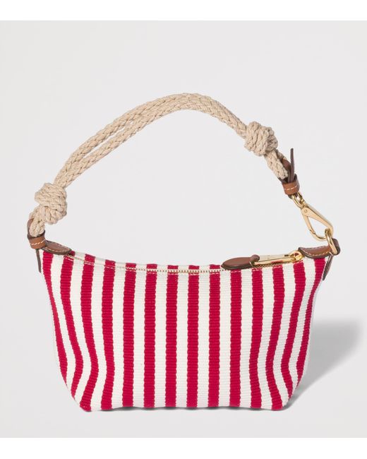 Miu Miu Red Cotton Stripe Pouch Bag