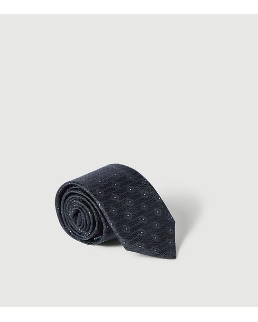 Brunello Cucinelli Blue Silk Geometric Tie for men