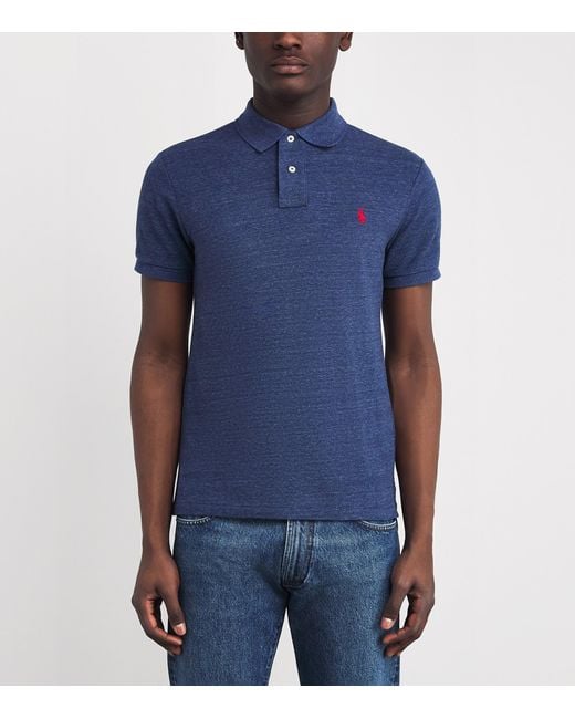 Polo Ralph Lauren Blue Cotton Mesh Slim-Fit Polo Shirt for men