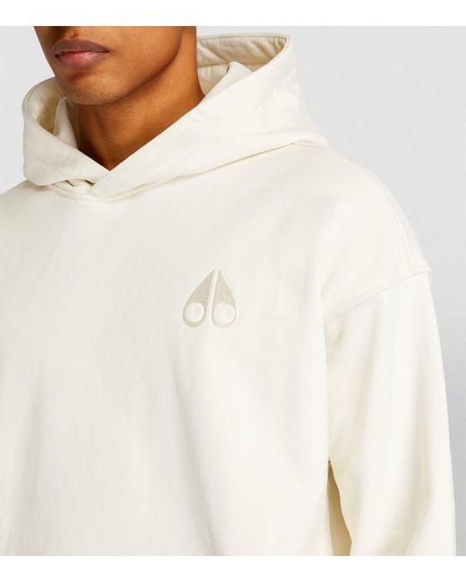 Moose Knuckles White Embroidered Hoodie for men