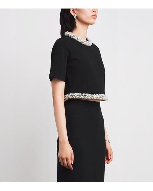 Jonathan Simkhai Black Embellished-Trim Ozelle Top