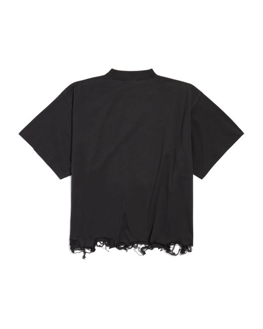 Balenciaga Black Raw-Hem Logo T-Shirt for men