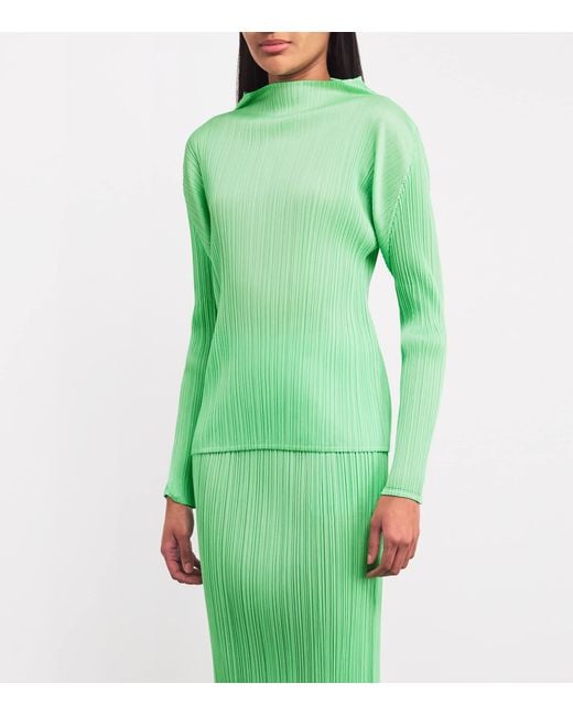 Pleats Please Issey Miyake Green New Colorful Basics 4 Long-Sleeve Top
